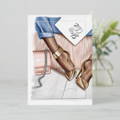 Silber und Gold Monogram Chic Bachelorette Folieneinladung (Stehend vorne)