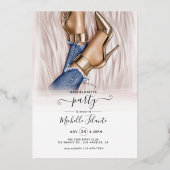 Silber und Gold Monogram Chic Bachelorette Folieneinladung (Rückseite)