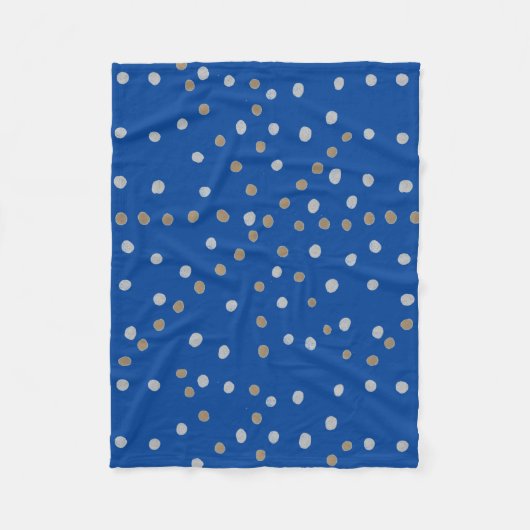 Silber und Gold Polka Punkte auf blau Fleecedecke (Vorderseite)