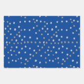 Silber und Gold Polka Punkte auf blau Geschenkpapier Set (Vorderseite 3)