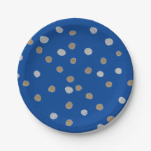Silber und Gold Polka Punkte auf blau