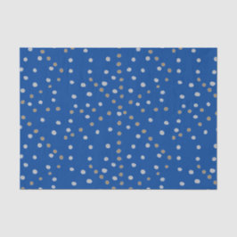 Silber und Gold Polka Punkte auf blau Seidenpapier
