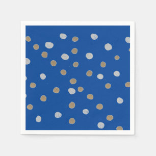 Silber und Gold Polka Punkte auf blau Serviette