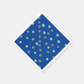 Silber und Gold Polka Punkte auf blau Serviette (Ecke)