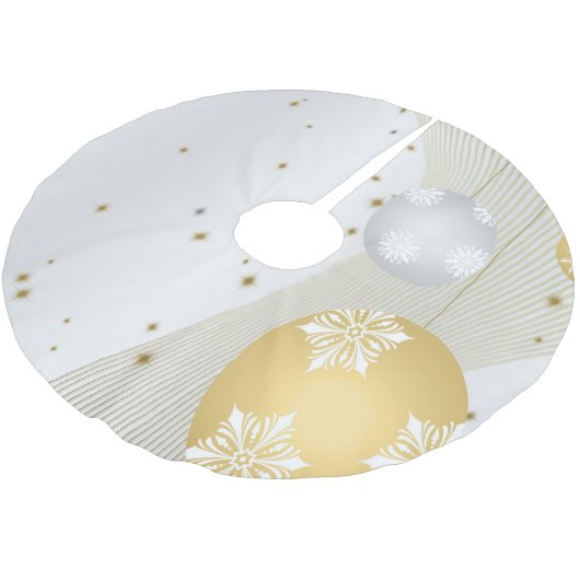 Silber und Gold Polyester Weihnachtsbaumdecke (Schrägansicht)