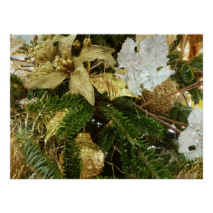 Silber- und Gold-Weihnachtsbaum II Feiertag Poster