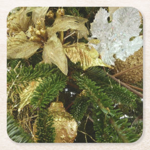 Silber- und Gold-Weihnachtsbaum II Feiertag Rechteckiger Pappuntersetzer
