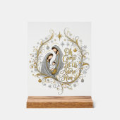 Silber- und Gold-Weihnachtskrippe Acrylschild (Vorderseite)