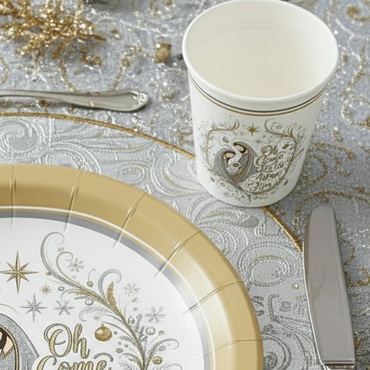Silber- und Gold-Weihnachtskrippe Pappbecher