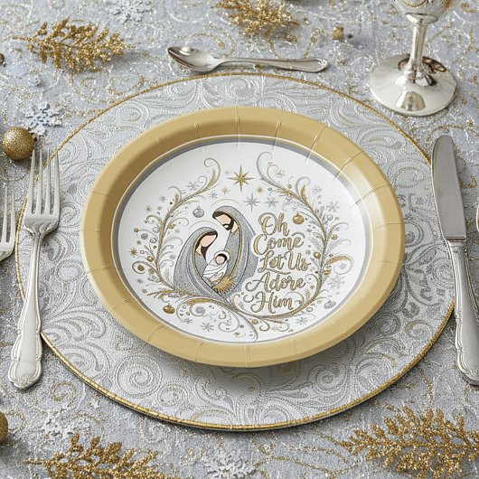 Silber- und Gold-Weihnachtskrippe Pappteller