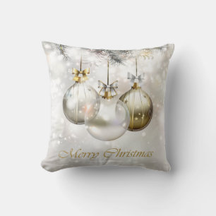 Silber und Golden Christmas Balls & Bows Kissen