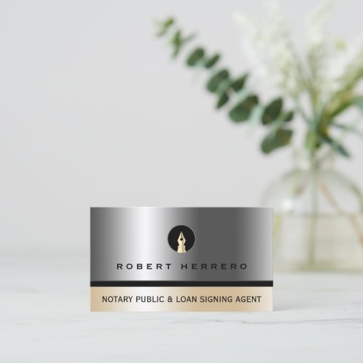 Silber- und Goldene Imitate - Metallstruktur Visitenkarte (Stehend Vorderseite)