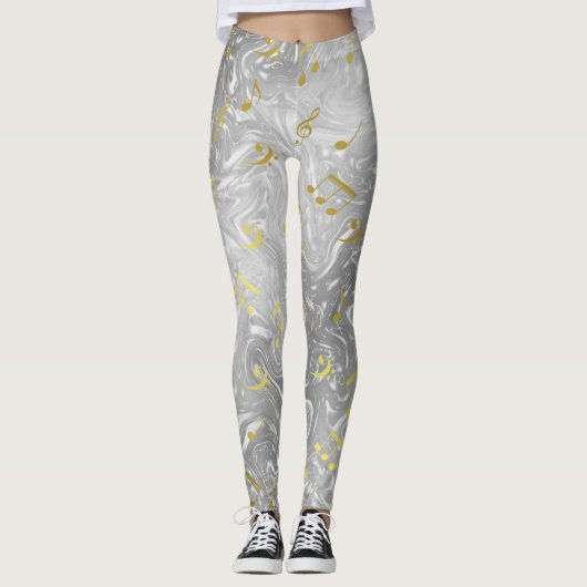 silber- und goldfarbene Leggings (Vorderseite)