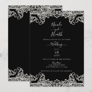 Silber- und Goldlitze Elegante Hochzeit Einladung