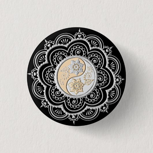 Silber- und Goldmandala Button (Vorderseite)