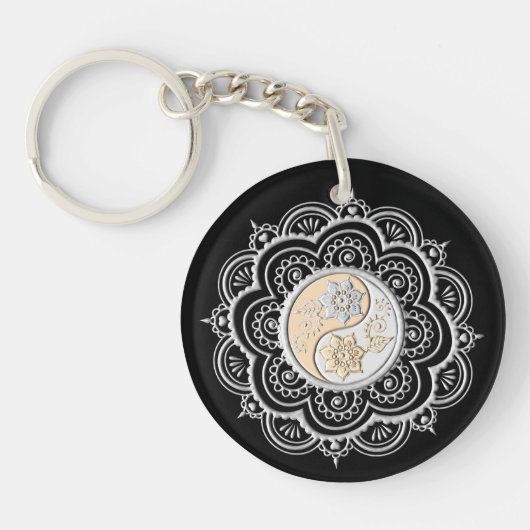 Silber- und Goldmandala Schlüsselanhänger (Vorderseite)