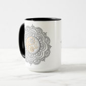 Silber- und Goldmandala Tasse (Vorderseite Links)
