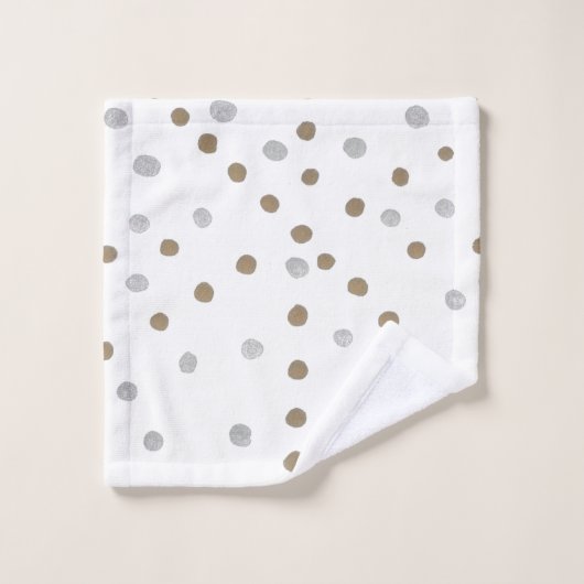 Silber-und Goldpolka-Punkt-Bad-Tuch-Set Badhandtuch Set (Waschlappen)