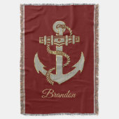 Silber und Goldton nautischer Bootsanker Fleece b Decke (Vorderseite Vertikal)