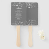 Silber- und Grau-Hochzeitmenüs Fächer (Vorne und Hinten)
