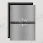 Silber und Grau Satin Ribbon Crystal Snowflake Einladung (Vorne/Hinten)