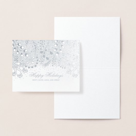 Silber und Grau Winterurlaub Familie wünscht Folienkarte (Anzeige)