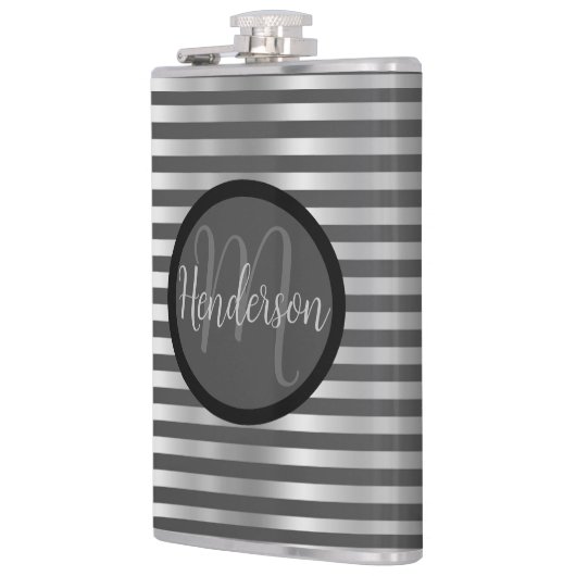 Silber und Graustreifen Flachmann (Links)