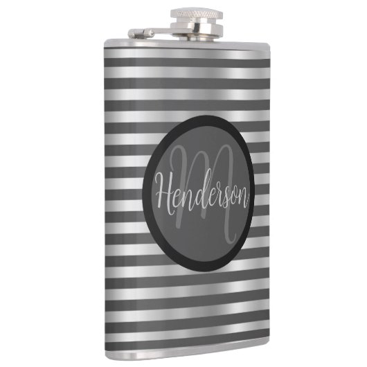 Silber und Graustreifen Flachmann (Rechts)