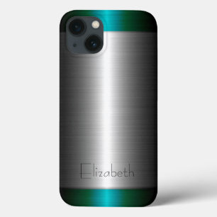 Silber und grünes Edelstahlmetall Case-Mate iPhone Hülle