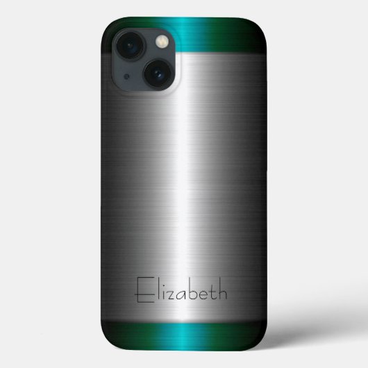 Silber und grünes Edelstahlmetall Case-Mate iPhone Hülle (Rückseite)