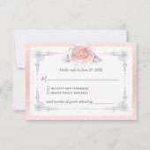 Silber und Hellrosa Rose Elegant RSVP Karte (Vorderseite)