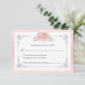 Silber und Hellrosa Rose Elegant RSVP Karte (Stehend Vorderseite)
