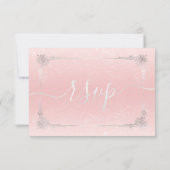 Silber und Hellrosa Rose Elegant RSVP Karte (Rückseite)