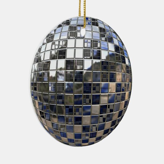 Silber und irgendein blauer Disco-Ball spiegeln Keramikornament (Rechts)