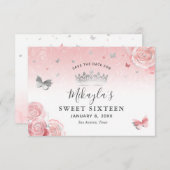 Silber und leicht Rosa Rosen Elegant Save The Date (Vorne/Hinten)