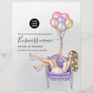 Silber- und Lila-Ballon-Party-Girl-Eröffnung Flyer