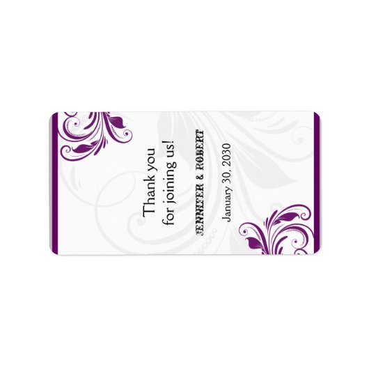 Silber und Lila Blumenbecher Adressaufkleber (Vorne)