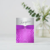 Silber und Lila Damaskus-Bat Mitzva-Verschlusskart Begleitkarte (Stehend Vorderseite)