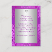 Silber und Lila Damaskus-Bat Mitzva-Verschlusskart Begleitkarte (Rückseite)