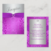 Silber und Lila Damaskus-Bat Mitzva-Verschlusskart Begleitkarte (Vorne/Hinten)