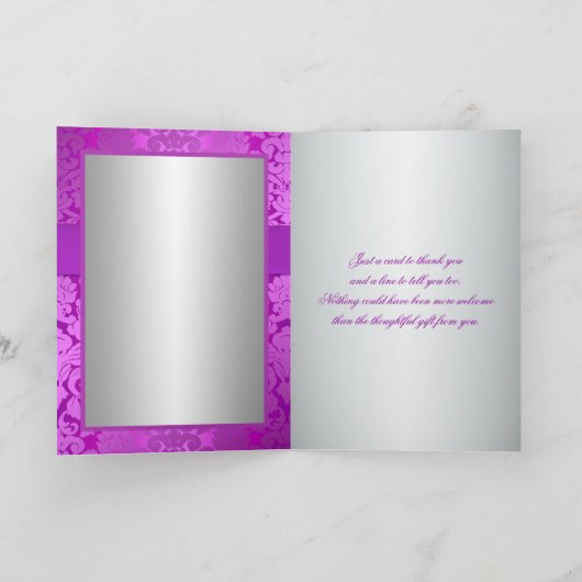 Silber und Lila Damaskus Danke Karte (Innenseite)