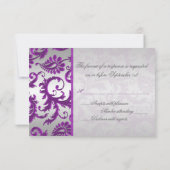 Silber und Lila Damaskus-II-Antwortkarte RSVP Karte (Rückseite)