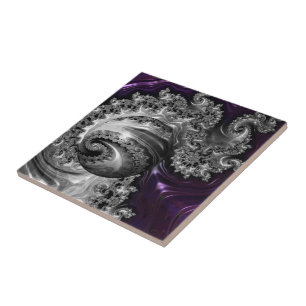 Silber und Lila Fraktal Vortex Fliese