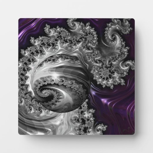 Silber und Lila Fraktal Vortex Fotoplatte (Vorderseite)
