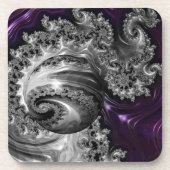 Silber und Lila Fraktal Vortex Getränkeuntersetzer (Vorderseite)