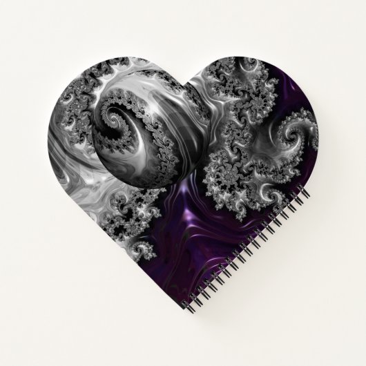 Silber und Lila Fraktal Vortex Heart Notebook Notizblock (Rückseite)