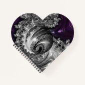 Silber und Lila Fraktal Vortex Heart Notebook Notizblock (Vorderseite)
