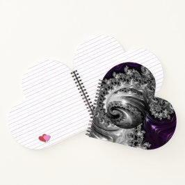 Silber und Lila Fraktal Vortex Heart Notebook Notizblock