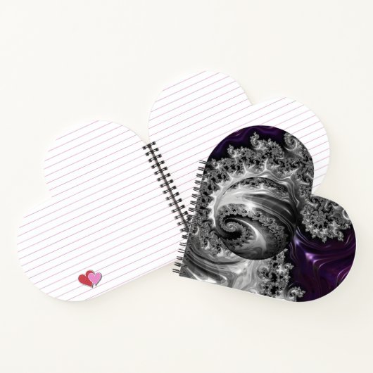 Silber und Lila Fraktal Vortex Heart Notebook Notizblock (Innenseite)