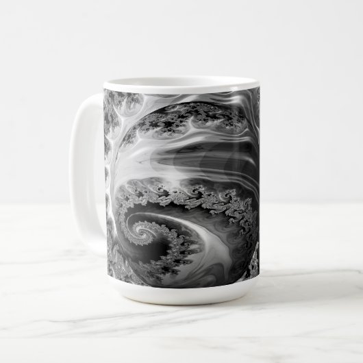Silber und Lila Fraktal Vortex Kaffeetasse (Vorderseite Links)